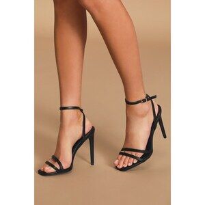 Lulus Lianya Black Ankle Strap Heels - Size 8.5